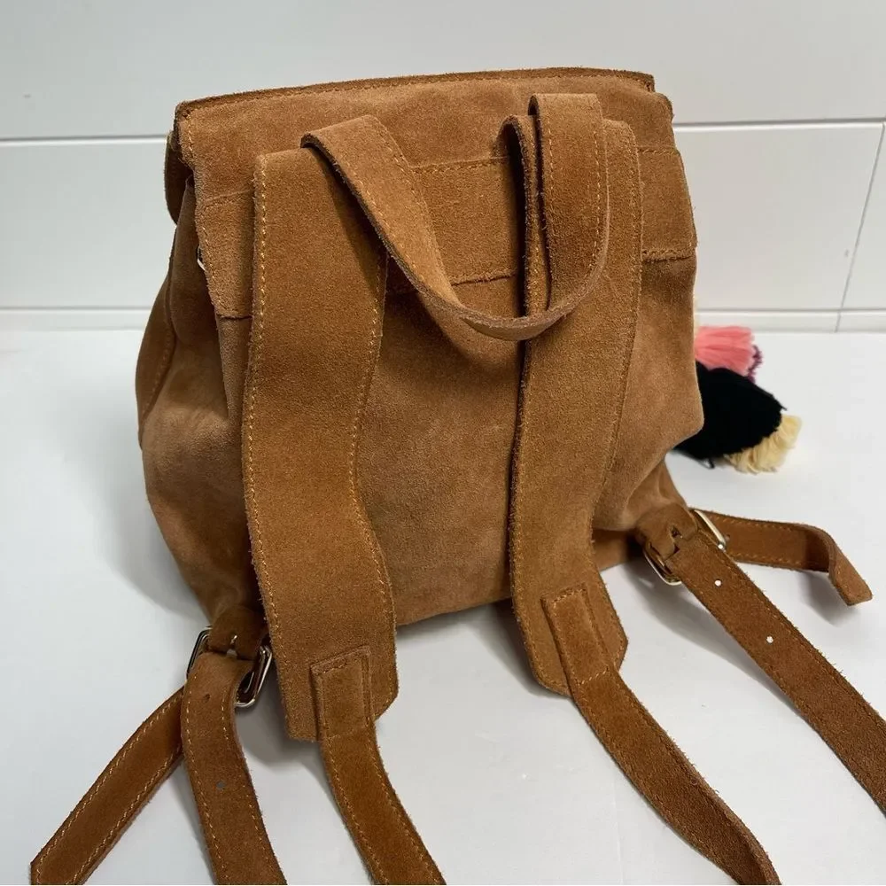 The Wolf Gang Brown Suede Backpack with Tassels